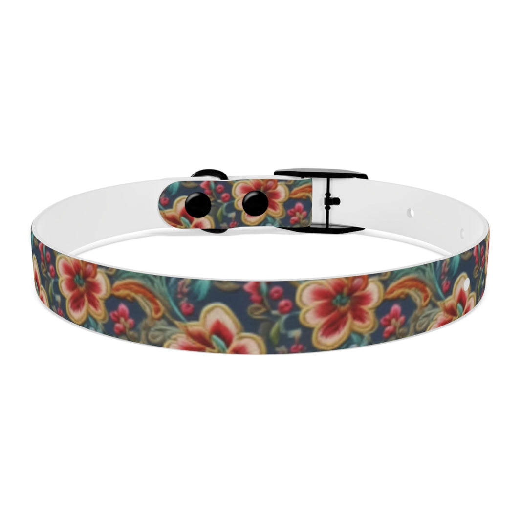 image Crimson Blossoms on Teal Vintage Brocade Pattern - Pet Collar Pet Zen