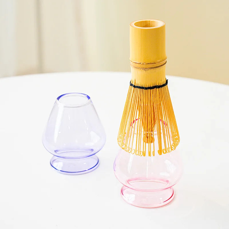 Pink & Blue Glass Matcha Green Tea Chasen Holder Tea set accessories Stand Bowl Bamboo Whisk Grinder Brushes Tea Tools Holder